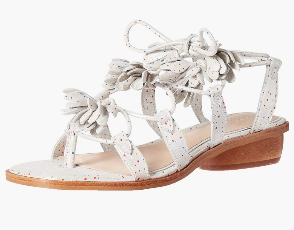 Cecelia New York strappy multicolor polka dot flower sandals size  8
